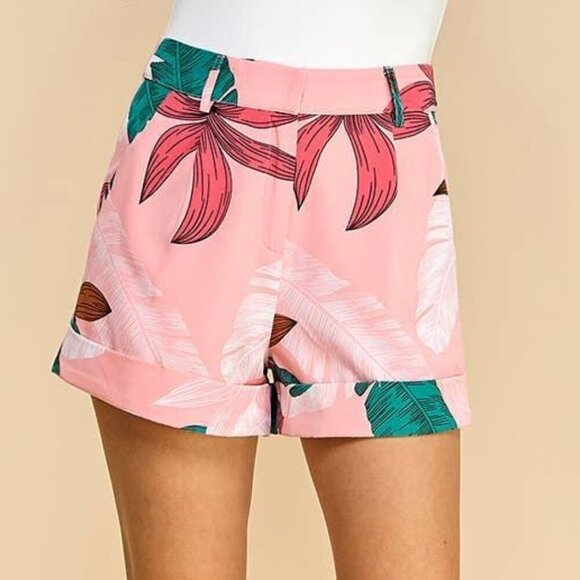 Tropical Pink High Waist Shorts - Picture 1 of 9